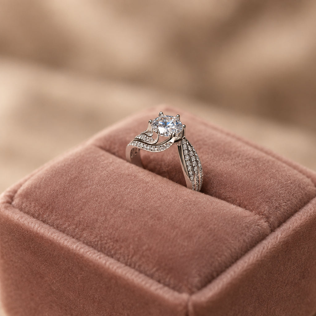 1 Carat Moissanite Ring Valentina - Coastal Brilliance Women's Ring Velanci