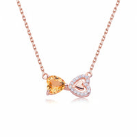 Citrine Heart Pendant Necklace - Rose Gold Plating Velanci