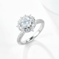 1 Carat Moissanite Flower Ring Giulia - Halo Sparkle Women's Ring Velanci