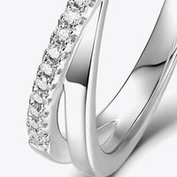 Moissanite Crisscross Sterling Silver Ring Isabella - Shine Women's Ring Velanci