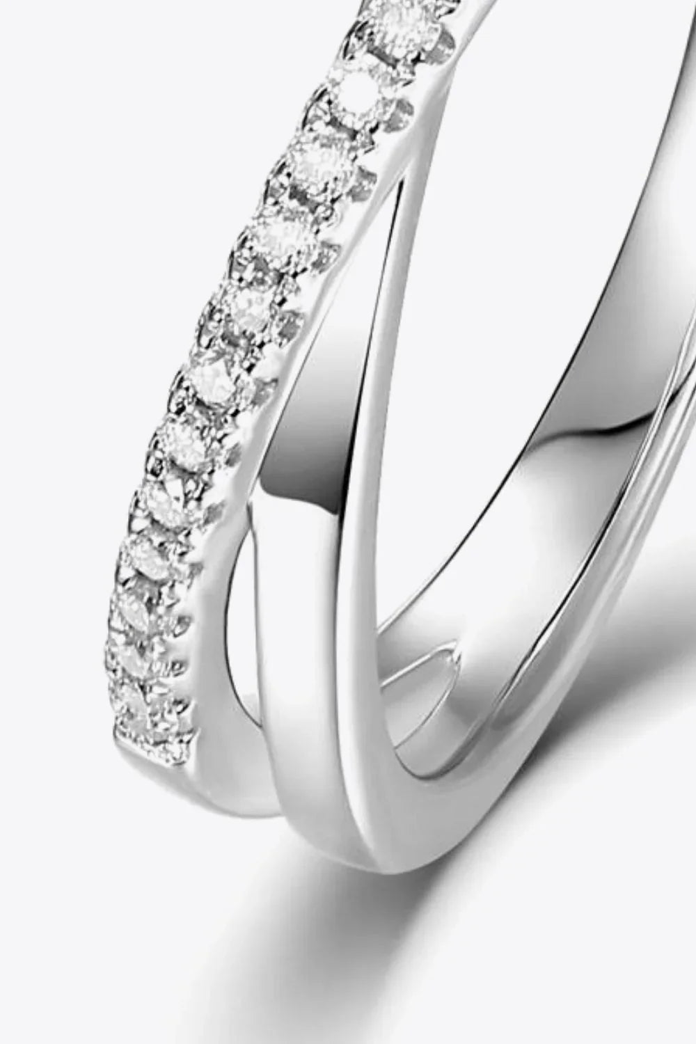 Moissanite Crisscross Sterling Silver Ring Isabella - Shine Women's Ring Velanci