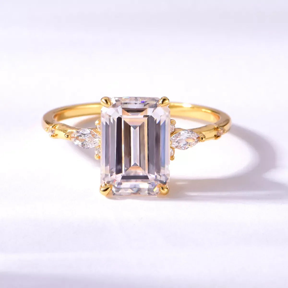 Moissanite Ring Alessia - Emerald-Cut Brilliance Gleaming Women's Ring Velanci