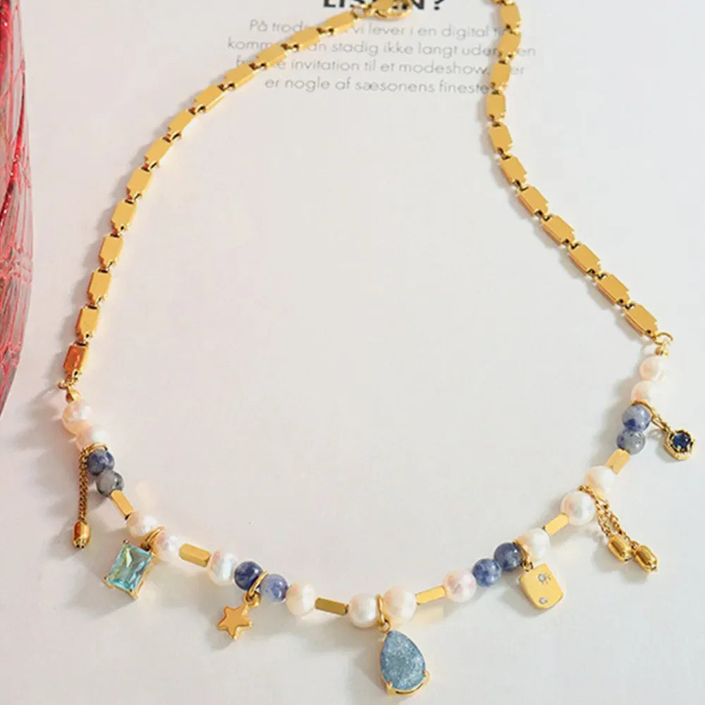 18K Gold-Plated Freshwater Pearl Beaded Necklace - Gold Glow Velanci