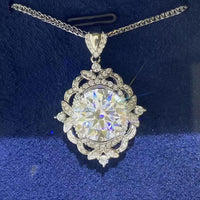 Moissanite Halo Sterling Silver Necklace Velanci