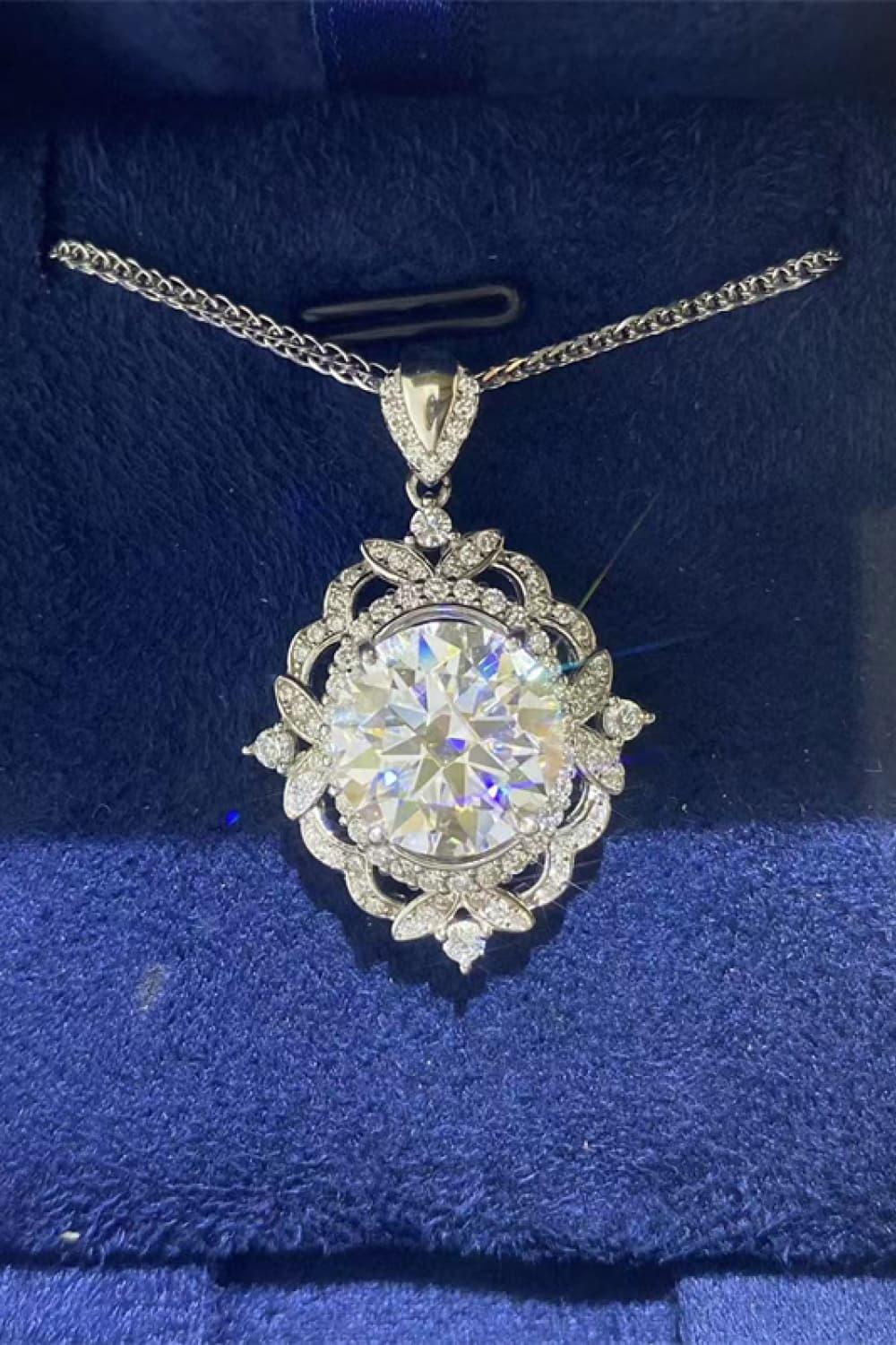 Moissanite Halo Sterling Silver Necklace Velanci