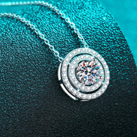 Rhodium Plated Moissanite Round Pendant Necklace - 0.5ct Velanci