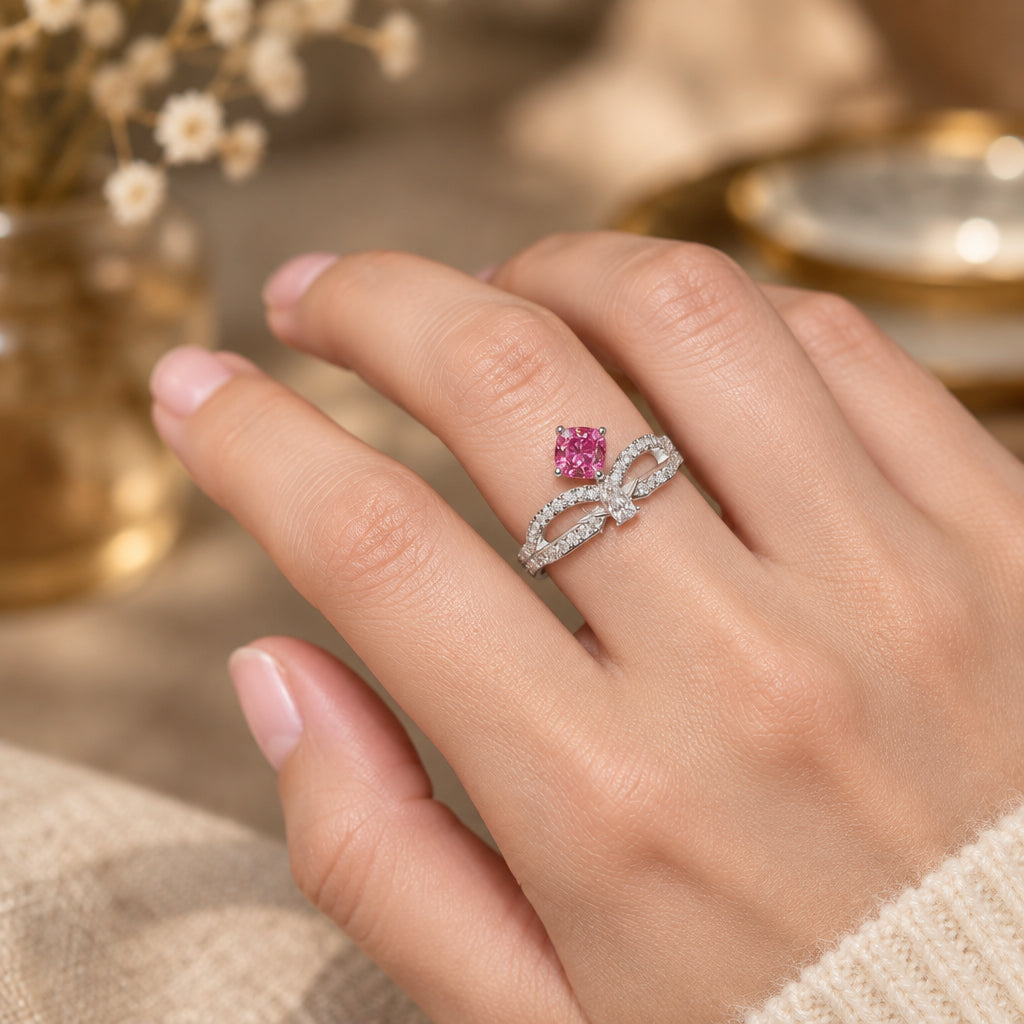 1 Carat Moissanite Ring Isabella - Sterling Silver Setting Women's Ring Velanci