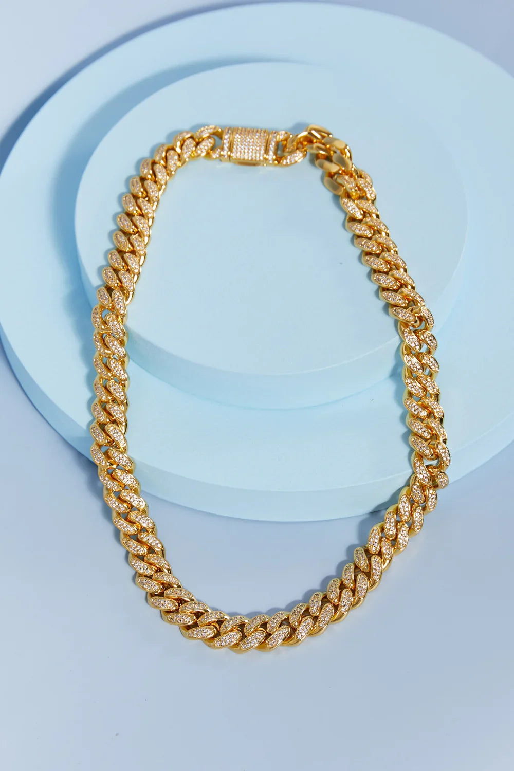 Cubic Zirconia Brass Curb Chain Necklace Velanci