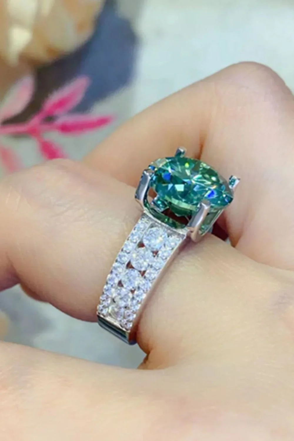 Moissanite Ring Chiara - Dazzling 5 Carat Wide Band Women's Ring Velanci