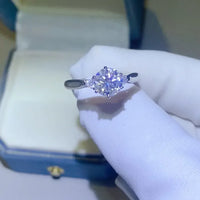 2 Carat Moissanite Sterling Silver Ring Aurelia - SeaGlow Women's Ring Velanci