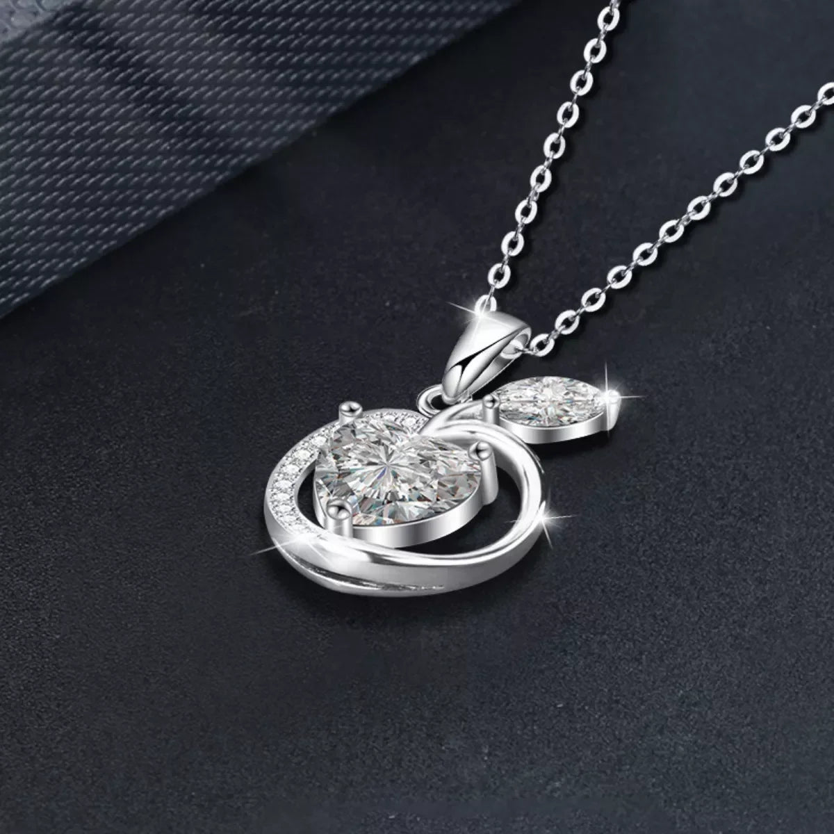 Apple Pendant Necklace - 2 Carat Moissanite Sterling Silver Velanci