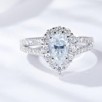 Ring Allegra - 1 Carat Moissanite Teardrop Halo Split Shank Women's Ring Velanci