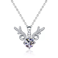 Moissanite Deer Antler Necklace - Sterling Silver Finish Velanci