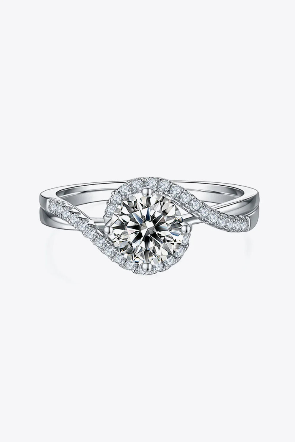 Moissanite Ring Ariella - Crisscross 1Ct Sterling Silver Women's Ring Velanci