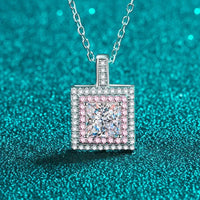1 Carat Moissanite Square Pendant Necklace - Elegant Sparkle Velanci