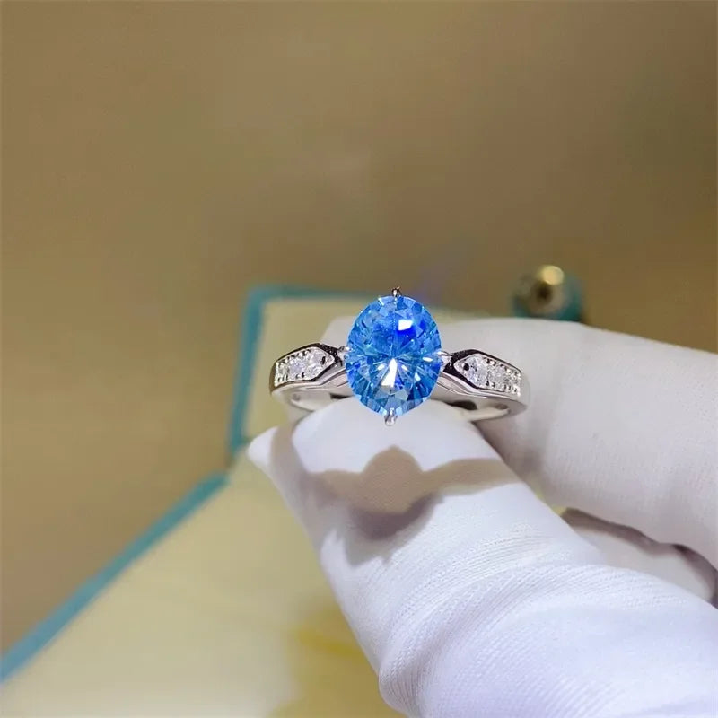Ring Valentina - 2ct Blue Moissanite Sparkle Everyday Shine Women's Ring Velanci