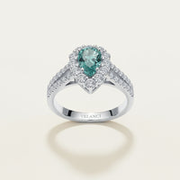 Ring Elena Teal Moissanite Halo - 1 Carat SterlingSilver Women's Ring Velanci