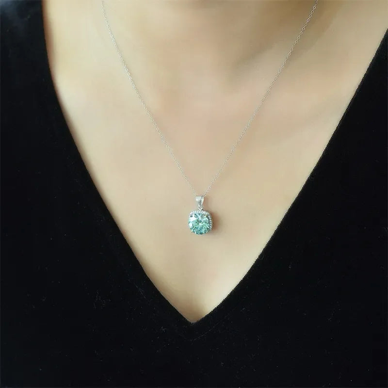 5 Carat Moissanite Pendant Necklace - Sterling Silver Shine Velanci