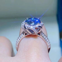 Ring Giulia - 2 Carat Cobalt Blue Moissanite SterlingSilver Women's Ring Velanci