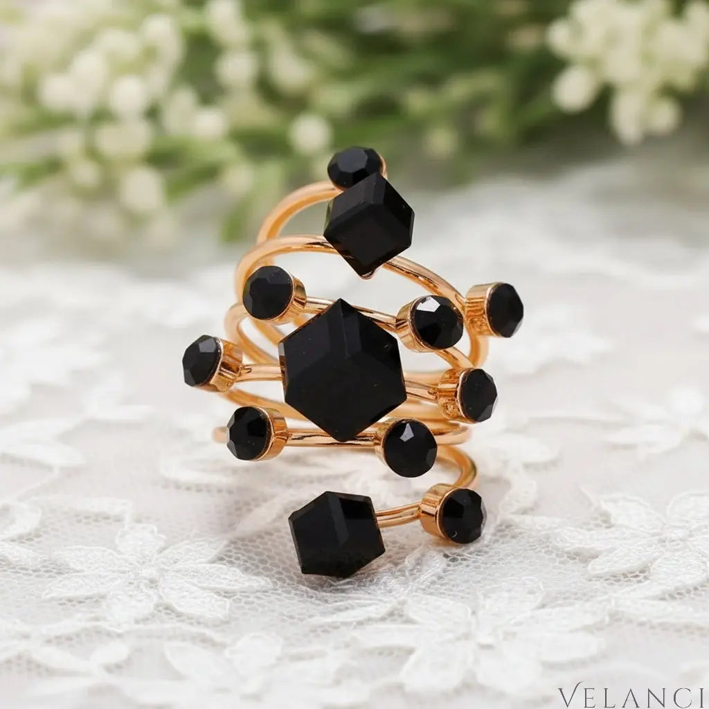 Ring Giulia - 18K Gold-Plated Layered Crystal Shine Women's Ring Velanci