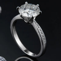 Moissanite Side Stone Ring Bianca - 3ct Minimalist Sparkle Women's Ring Velanci