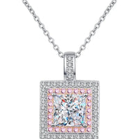 1 Carat Moissanite Square Pendant Necklace - Elegant Sparkle Velanci