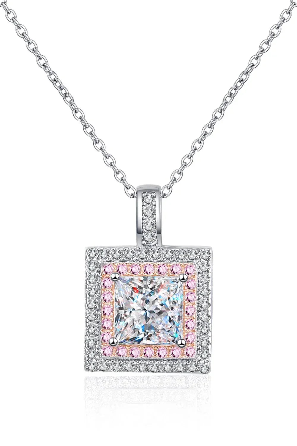 1 Carat Moissanite Square Pendant Necklace - Elegant Sparkle Velanci