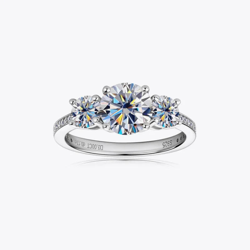 Moissanite Ring Ginevra - 3 Carat Sterling Silver Sparkle Women's Ring Velanci