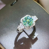 3 Carat Moissanite Silver Ring Valentina - Halo Shine Women's Ring Velanci