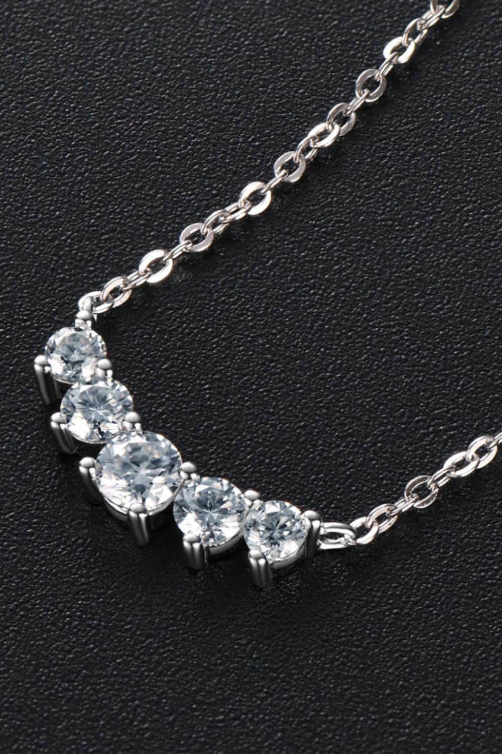 Platinum Plated Minimalist Moissanite Pendant Necklace - Arc Velanci