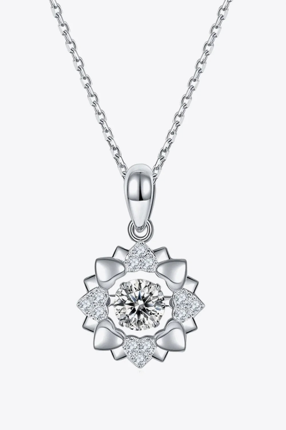 Flower Moissanite Necklace - Sterling Silver Pendant Velanci