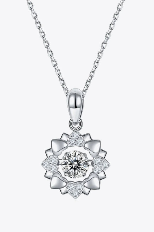 Flower Moissanite Necklace - Sterling Silver Pendant Velanci