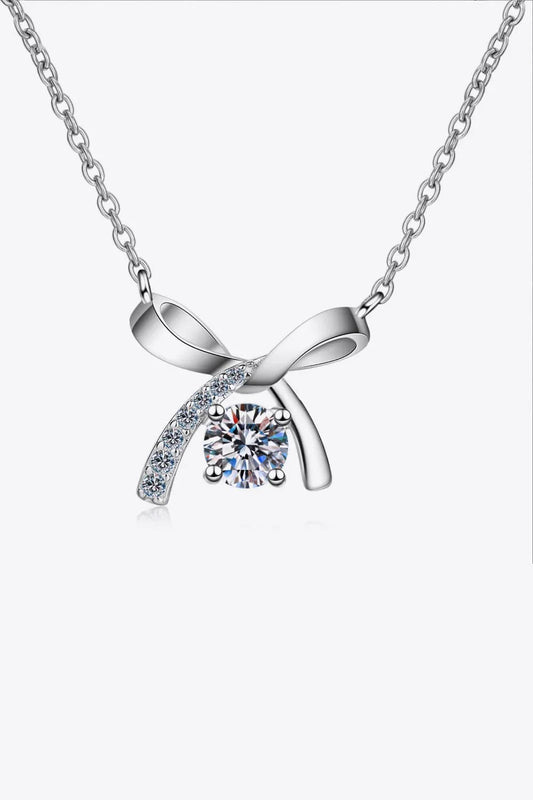 Rhodium-Plated Moissanite Sterling Necklace - Timeless Shine Velanci