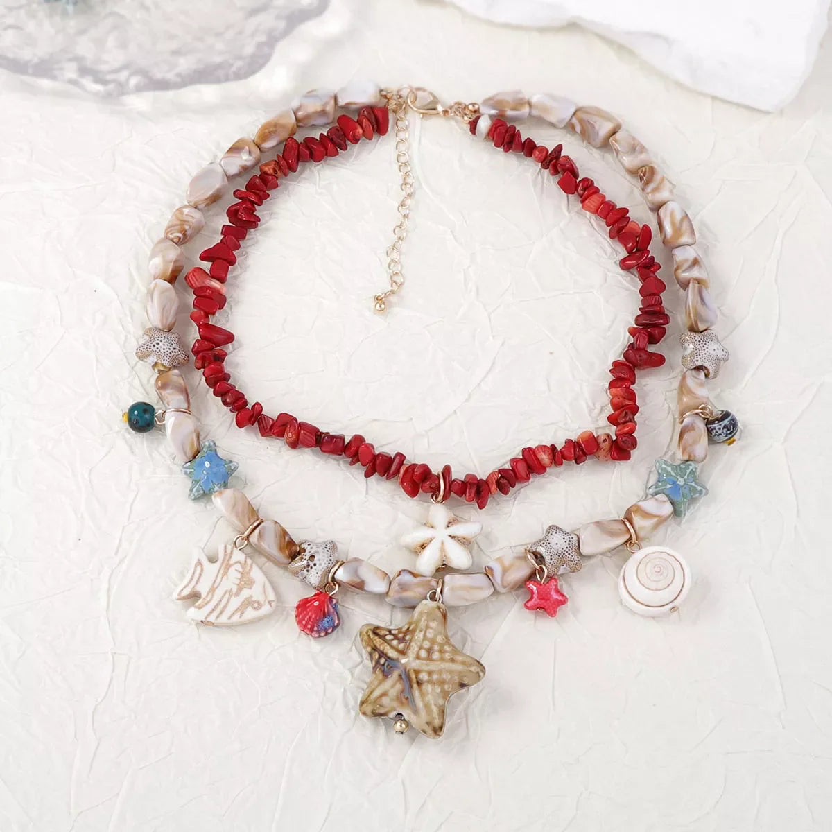 Shell Necklace - Gold-Plated Boho Beach Charm Adjustable Velanci