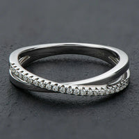 Sterling Silver Ring Giulia - Crisscross Moissanite Sparkle Women's Ring Velanci
