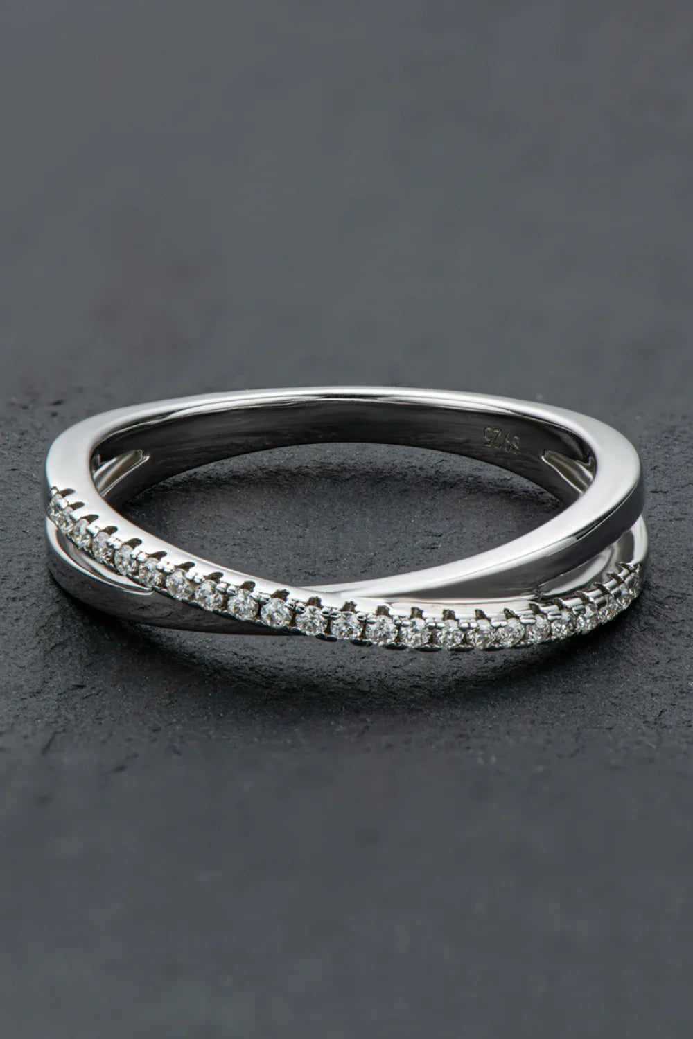 Sterling Silver Ring Giulia - Crisscross Moissanite Sparkle Women's Ring Velanci