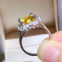 Ring Isabella - 5 Carat Yellow Moissanite Halo Sterling Women's Ring Velanci