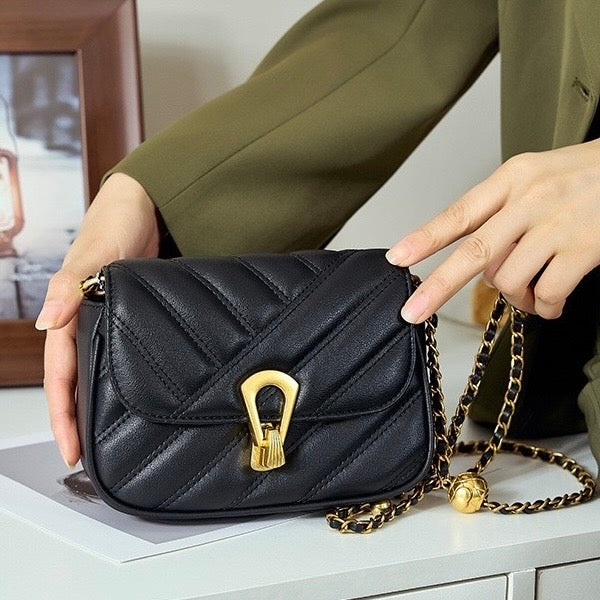 2025 Summer Luxe Genuine Leather Mini Chain Shoulder Bag