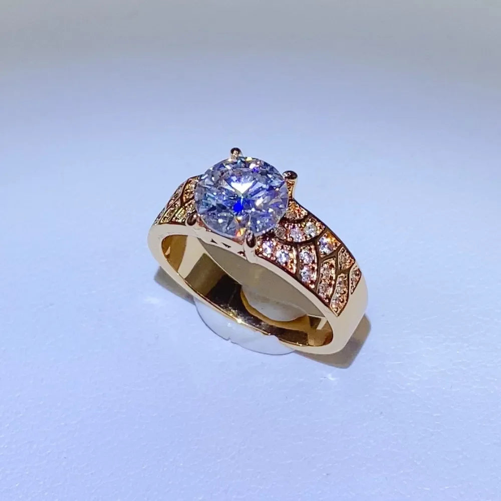 Moissanite Ring Giulia - 1.5ct Gold-Plated Sterling Silver Women's Ring Velanci