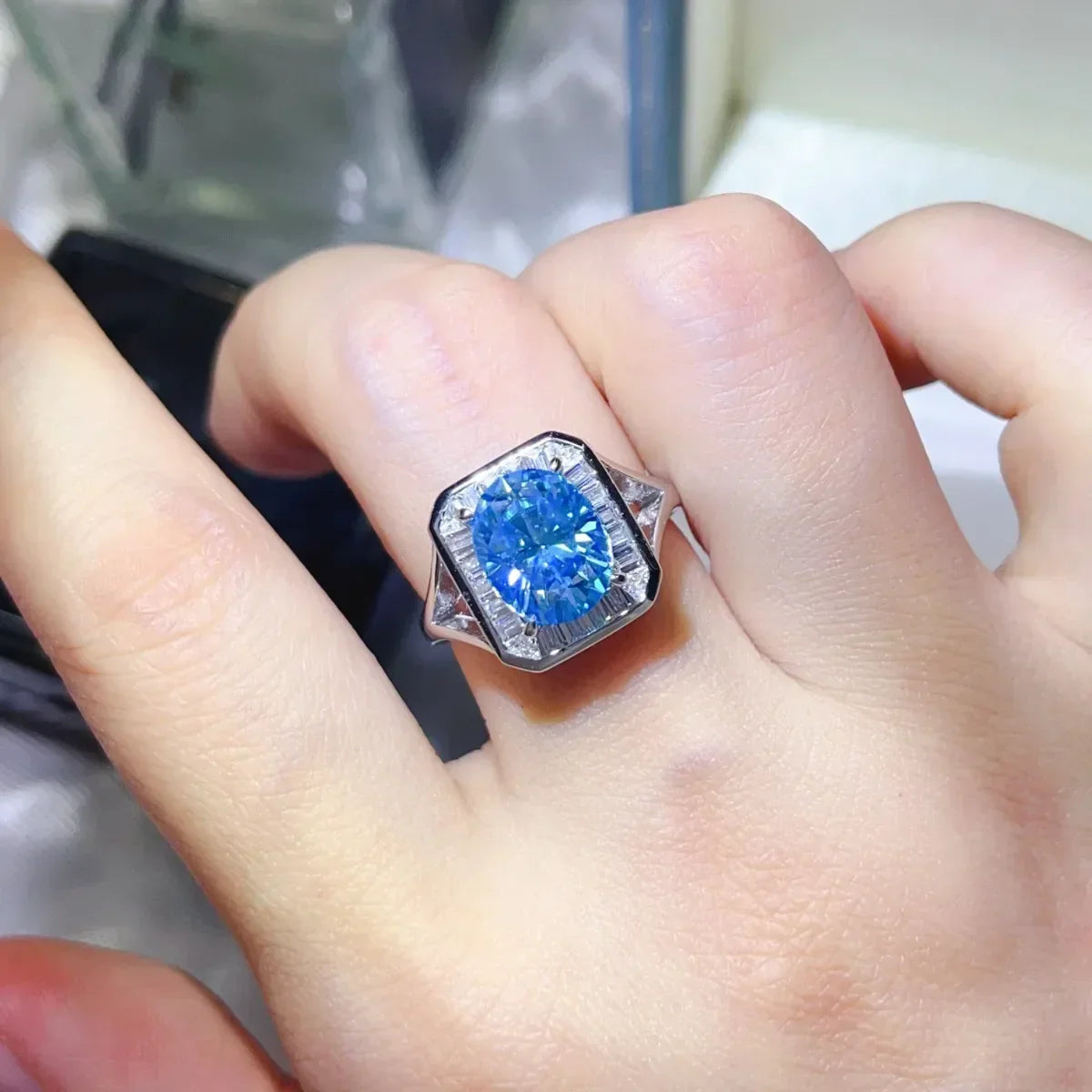 3 Carat Moissanite Square Ring Elena - Coastal Shine Women's Ring Velanci
