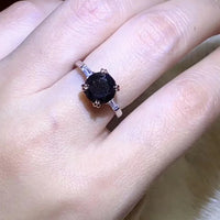 2 Carat Moissanite Ring Francesca - Minimalist Black Center Women's Ring Velanci