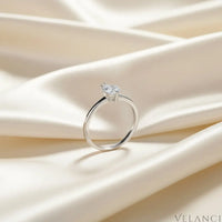 Sterling Silver Heart Moissanite Ring Bianca - Solitaire Velanci