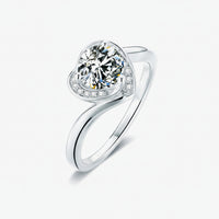 Platinum-Plated 1Ct Moissanite Heart Ring Lucia - Coastal Women's Ring Velanci