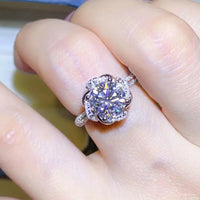 Moissanite Ring Alessandra - 2ct Halo Sterling Silver Women's Ring Velanci