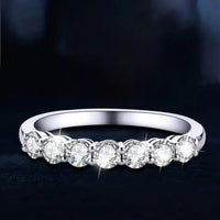 Moissanite Ring Sofia - Seven-Stone 0.7ct Platinum-Plated Women's Ring Velanci