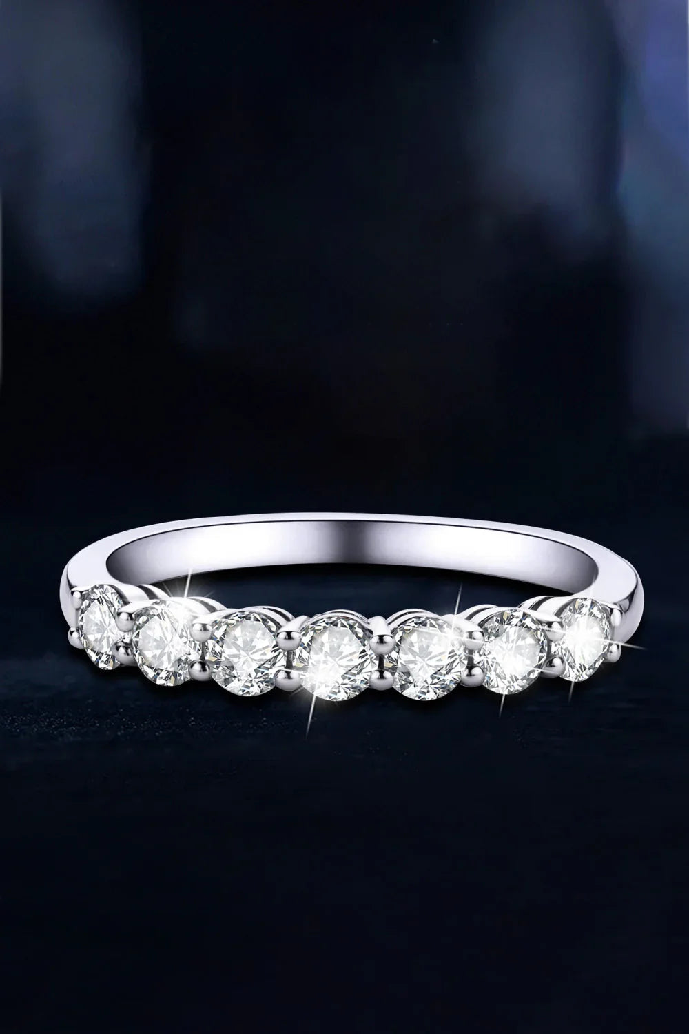 Moissanite Ring Sofia - Seven-Stone 0.7ct Platinum-Plated Women's Ring Velanci