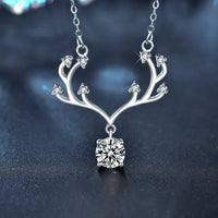 Moissanite Deer Antler Necklace - Sterling Silver Shine Velanci
