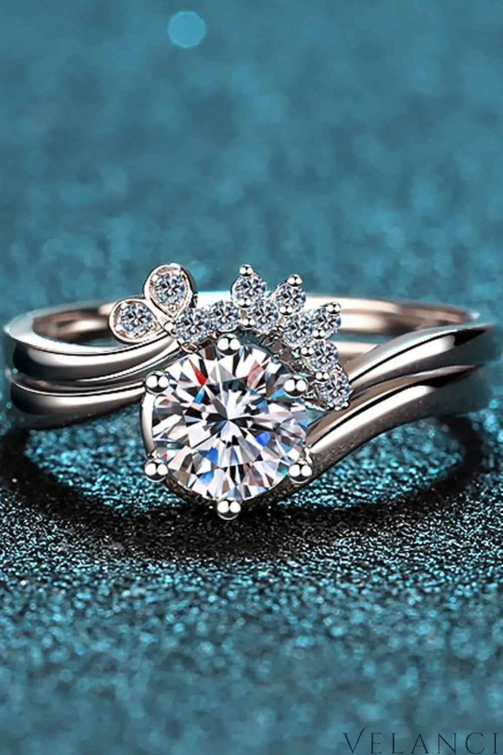 Ring Set Livia - Elegant Moissanite Comfort Fit Silver Women's Ring Velanci