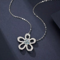 Moissanite Flower Necklace - 1 Carat Centerpiece Bloom Velanci