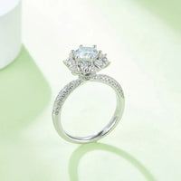 1 Carat Moissanite Flower Ring Giulia - Halo Sparkle Women's Ring Velanci